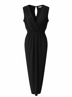 Studio One Black Sleeveless Wrap Maxi Dress